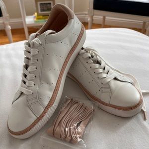 Jcrew white and pink leather sneakers